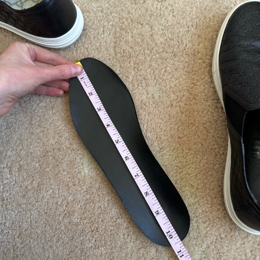 Gucci Microguccissima Black Leather Slip-On Sneakers Men's Size IT40 US6